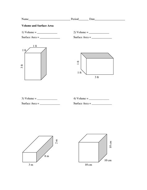 surface area and volume worksheets pdf
